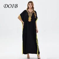 doib abaya embroidery long robe dubai muslim arabic tassel dress turkey islam ramadan eid robe longue musulman kafan dress
