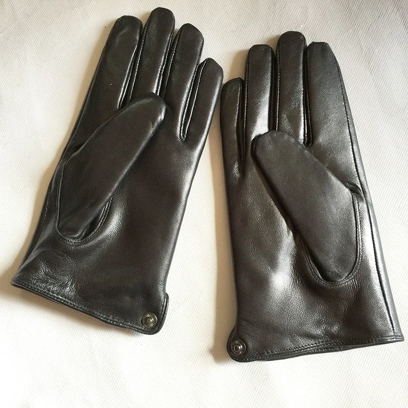 Зимние мужские перчатки из натуральной кожи кнопка короткий новый бренд Touch Screen