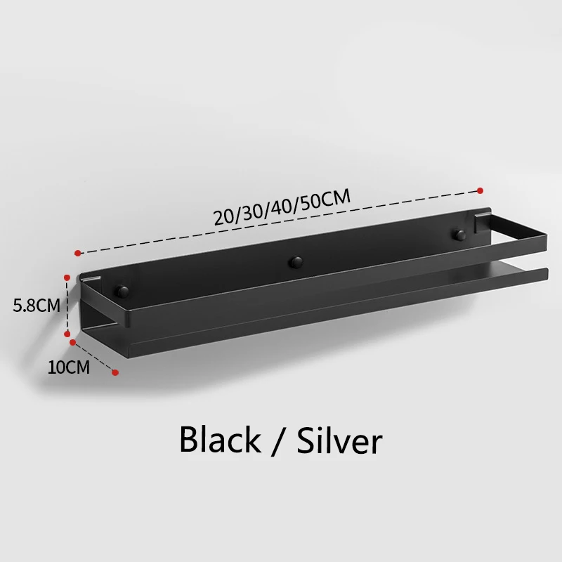 

Bathroom Hradware Accessories 20-50cm Modern Matte Black Bathroom Corner Shelves Kitchen Wall Shelf Shower Shampoo Storage Rack