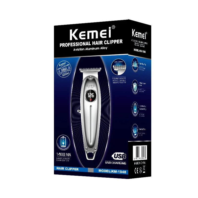 

Kemei KM-1948 All-metal Professional Electric Hair Trimmer for Barber LCD Battery Indicator Display Men 0mm Hair Cutting Machine