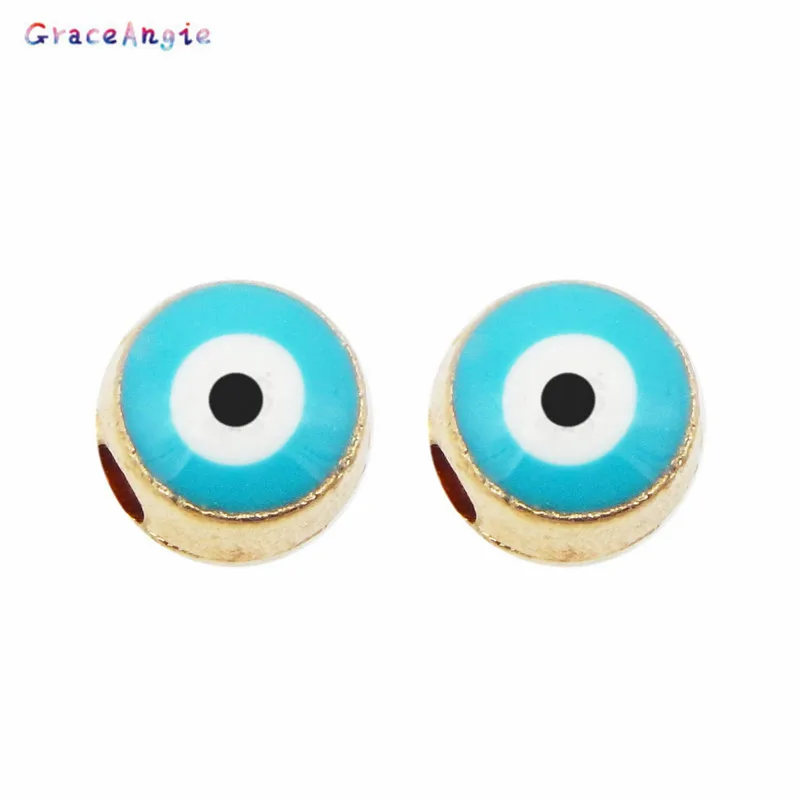 

Эмалированные бусины от зла для европейских шармов, браслетов, ювелирных изделий, браслетов, аксессуаров, круглой формы в форме сердца, ожер...