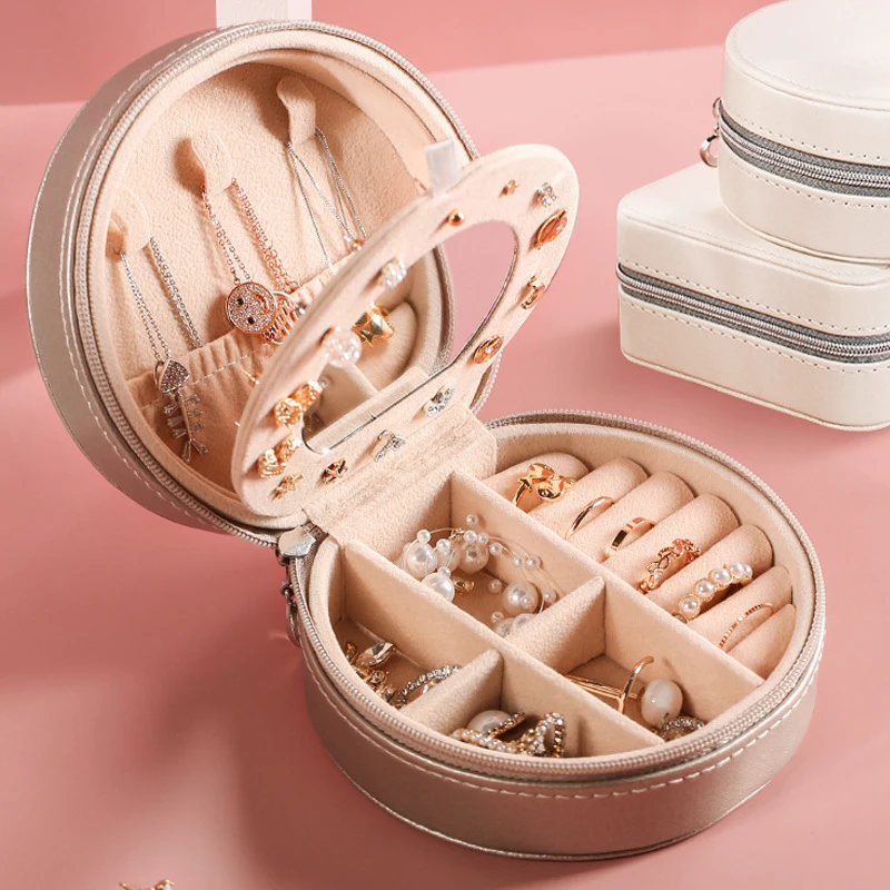 

Round Shape Jewelry Organizer Box High Capacity Leather European Jewelry Storage Box Large Space Jewelry Holder Gift Box