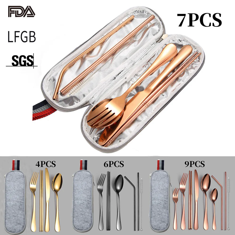 Набор посуды из нержавеющей стали дорожный портативный набор столовых приборов