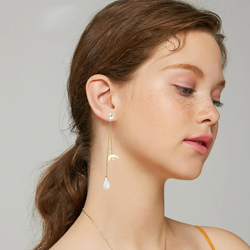 Женские серьги ONYSS EH00345 с кристаллами Swarovski в виде птиц|Серьги-гвоздики| |