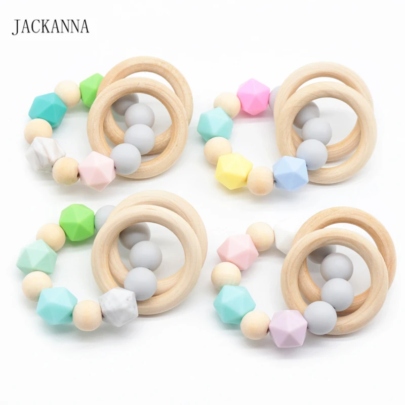 DIY Детский Прорезыватель браслеты органический деревянный кольцо Браслет