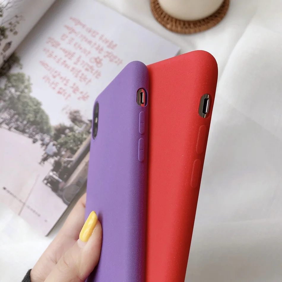 For iPhone 11 Pro Max XR Xs Case Solid Color Soft Plain Cover 7 SE 2020 6 8 Plus Ultra Slim Matte Silicone Coque |