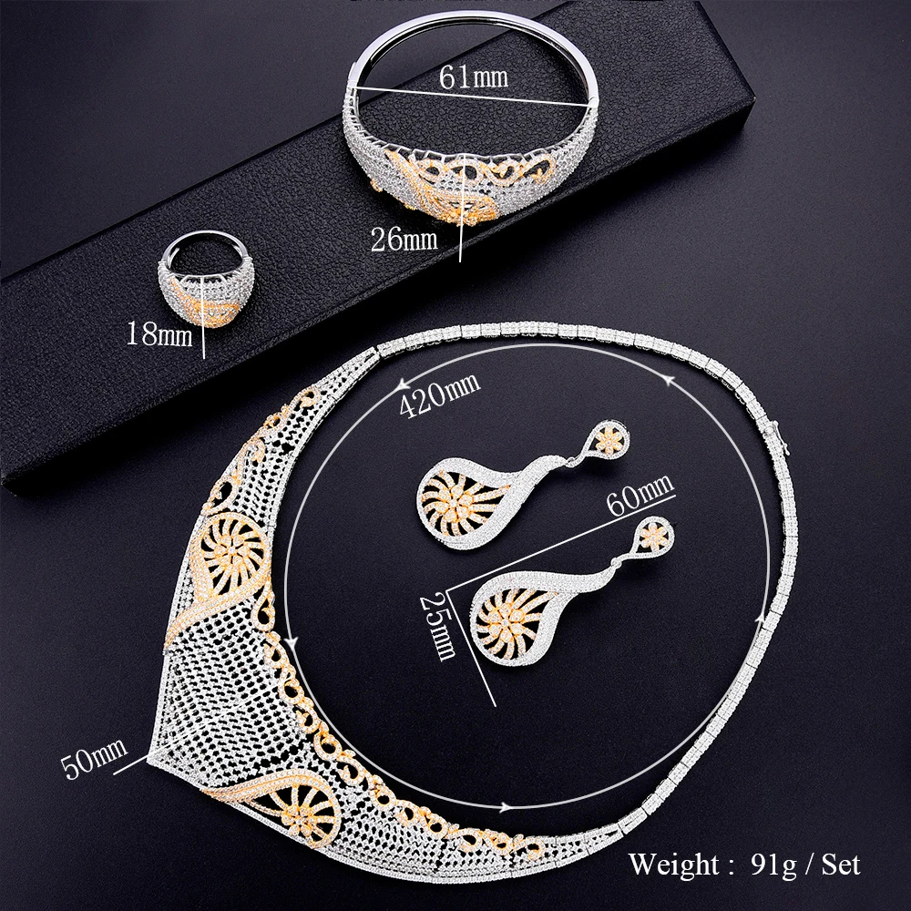 

missvikki High Quality Luxury Dubai America Style Pendant Necklace Bangle Earring Ring For Women Bridal Wedding Jewelry Set