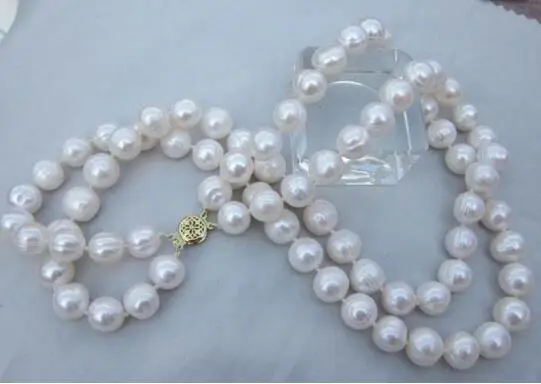 

noble jewelry 2 row 8-9 MM NATURAL WHITE SOUTH SEA PEARL NECKLACE 17 - 19 INCH DIY women hot sale jewelry