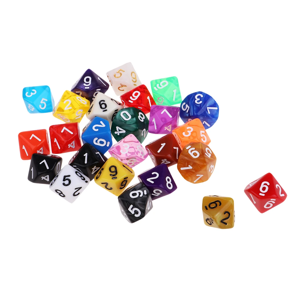25x16 мм многосторонние цифровые игральные кости D10 для TRPG MTG DND аксессуары ролевых