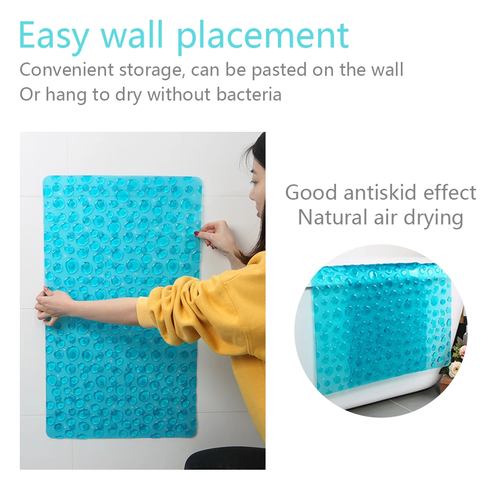 

Toilet Easy Clean Home Bathtub With Suction Cup Solid Draining Pebble Shower Mat PVC Bathroom Non Slip Rectangle Hotel