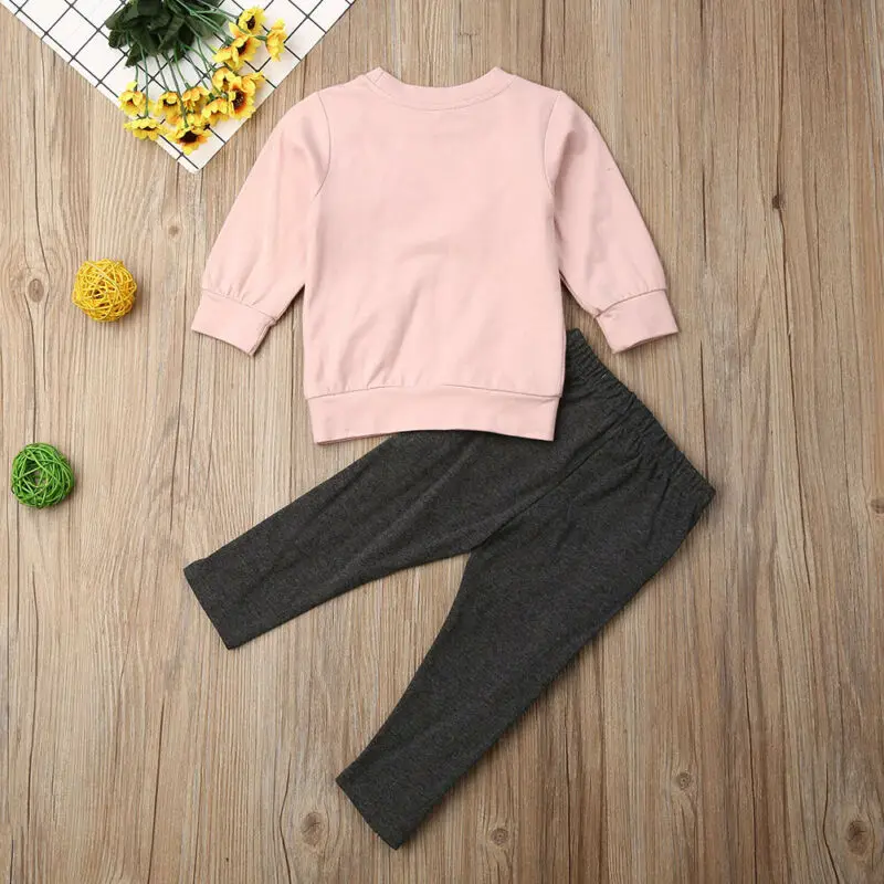2Pcs Autumn Baby Girl Ruffle Sweatshirt Long Pants Leggings Outfit Toddler Kid Clothes 2PCS Clothing | Мать и ребенок