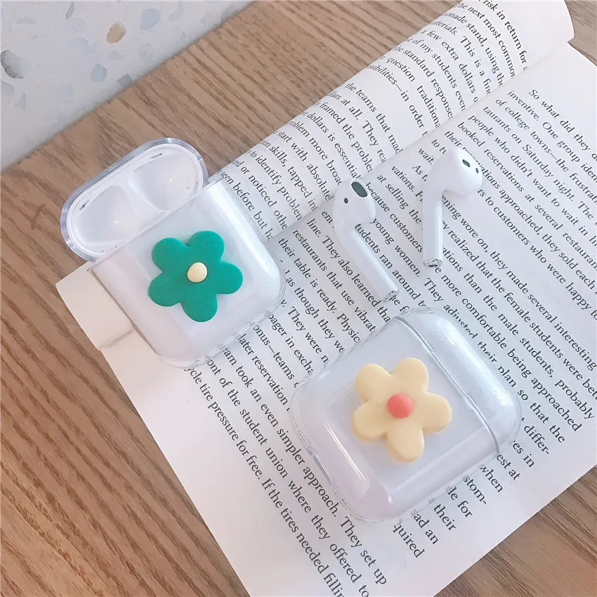 Роскошный чехол с цветочным рисунком для Airpods 1 2 прозрачный жесткий наушников
