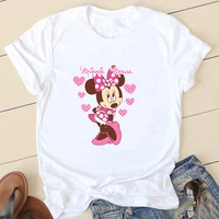 disney womens clothing couple fashion mickey mouse cartoon letter printing o neck short sleeved cute womens large size t shirt