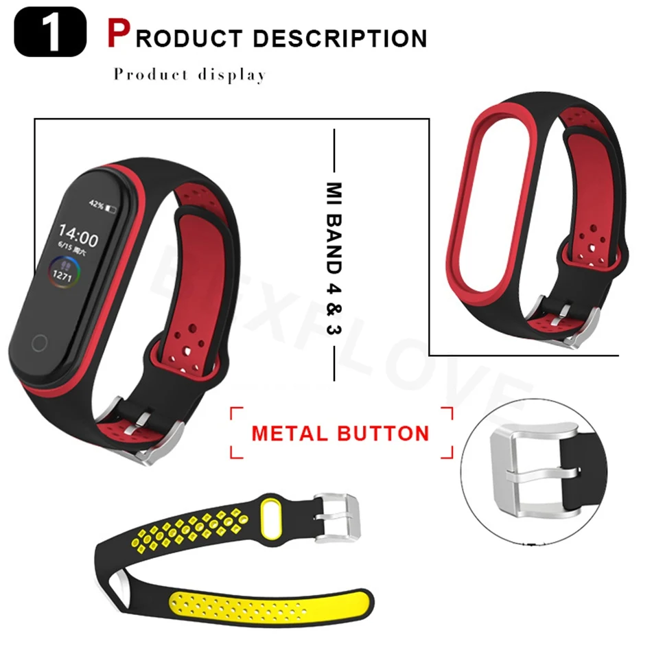 Ремешок силиконовый для Xiaomi mi band 4 мягкий спортивный браслет наручных часов Mi 3