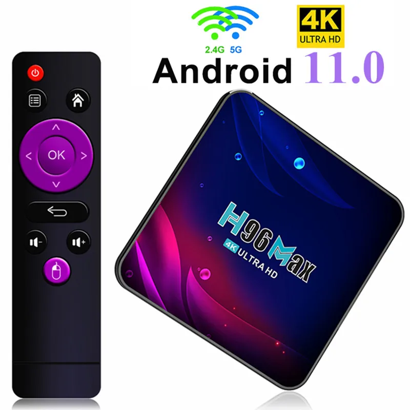 

ТВ-приставка H96 MAX V11 на Android 11,0, 4 + 32/64 ГБ, 4K, H.265