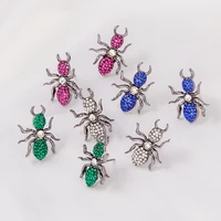 new design insect vintage rhinestone spider stud earrings women 4 color animal jewelry accessories