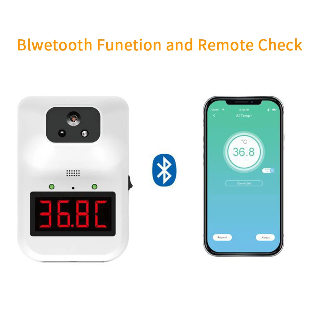 

Non-Contact Thermometer K3 Por Infrared Humans Forehead Gauge Wall-Mounted Bluetooth Thermometer For Office Factory Restaurant