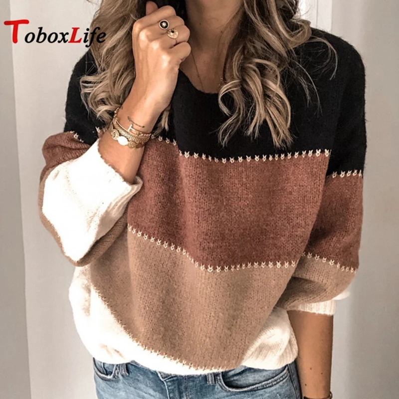 Toboxlife 5XL зима большого размера плюс свитер для женщин пуловер свободные осенние