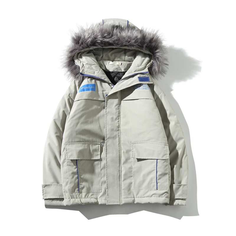 New Embroidery Winter Casual Style Hooded Epaulet Cotton Padded Jackets Men Thicken Hat Windproof Fashion Parkas Pockets Coats | Мужская