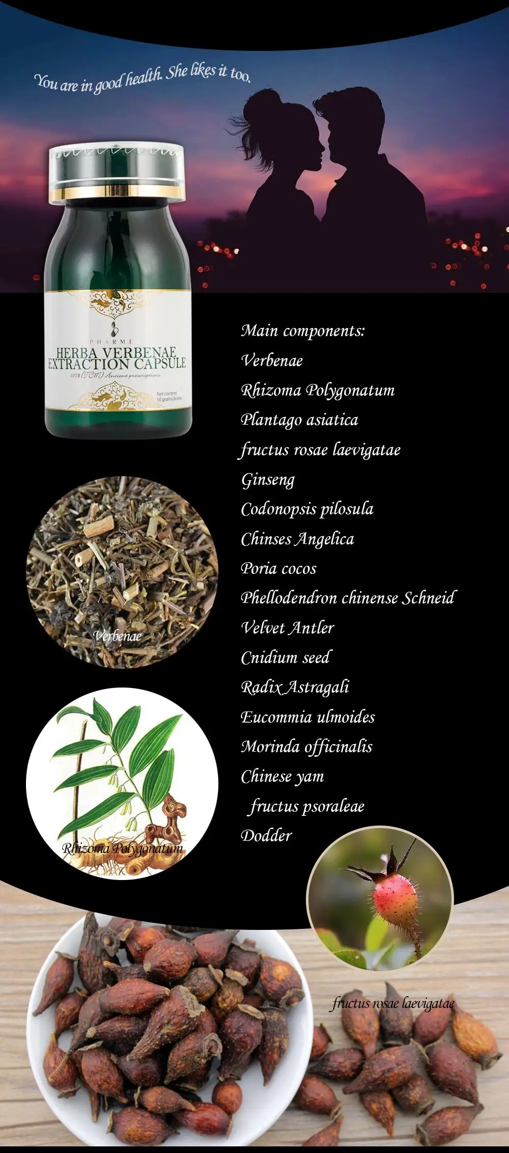 Pharmer Herba Verbenae Extraction Capsule, strengthening yang and body, enhancing sexual ability, Improving sperm motility 50pcs