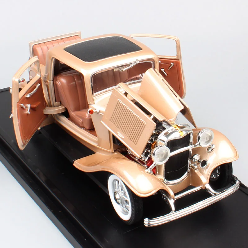 Детская Классика 1/18 Ретро 1932 модель ford B 3-Window Coupe Deuce Gold car scale Diecasts& Toy Vehicles авто металлический сувенир