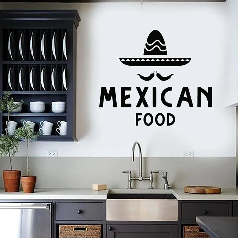 

Мексиканская фаст-фуд Наклейка на стену Sombrero пряный логотип двери окна виниловые наклейки Ресторан кухни декор интерьера художественные обои E888