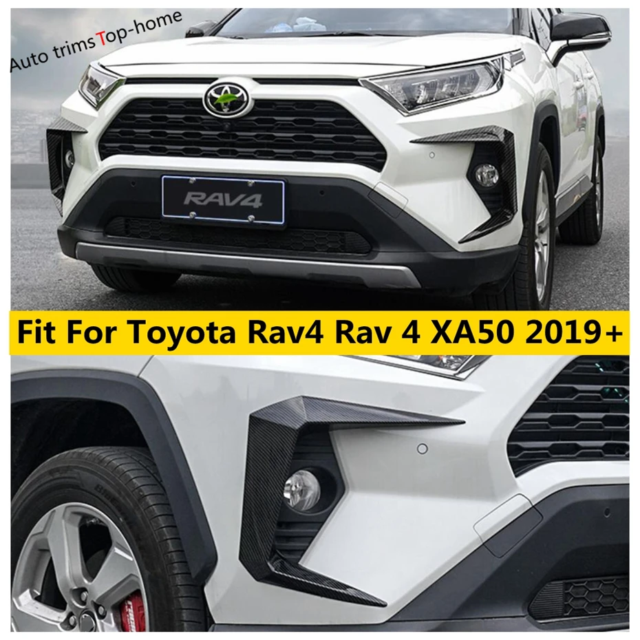 For TOYOTA RAV4 RAV 4 XA50 2019 - 2022 Accessories Front Fog Lamp Light Frame Strip Decor Cover Trim ABS Carbon Fiber Exterior  - buy with discount