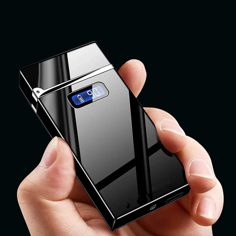 

USB-зажигалка с двойной дугой, электрическая зажигалка светодиодный светодиодным индикатором мощности, плазменная ветрозащитная беспламен...