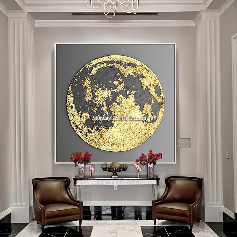 Ручная роспись абстрактная Золотая текстура Картина на холсте современное