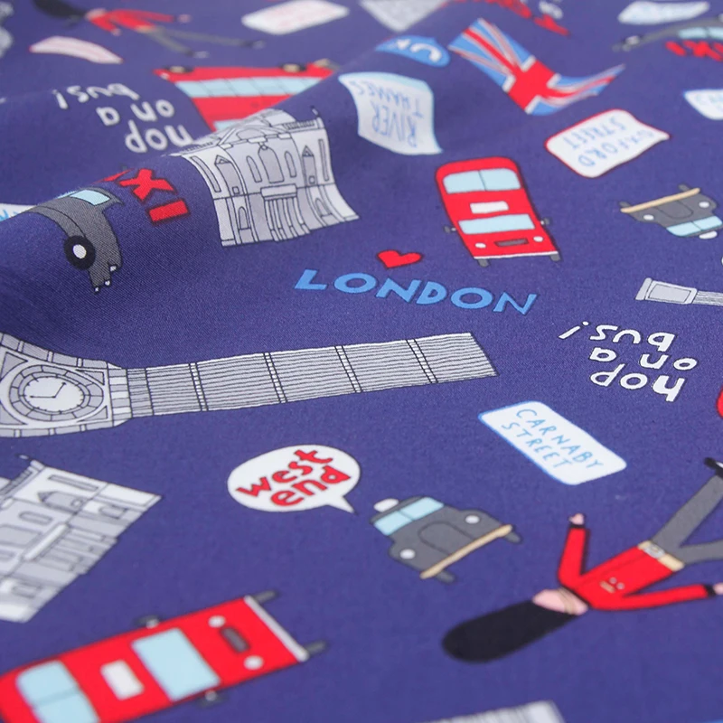 HLQON хлопок сатин темно синий фон ткань для шитья женская одежда обивка ткани