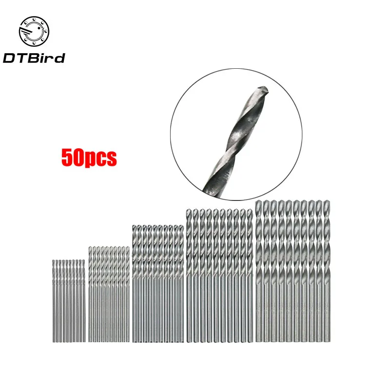 

50Pcs HSS 4241 High Speed Steel Drill Bit Set Tool 1mm 1.5mm 2mm 2.5mm 3mm