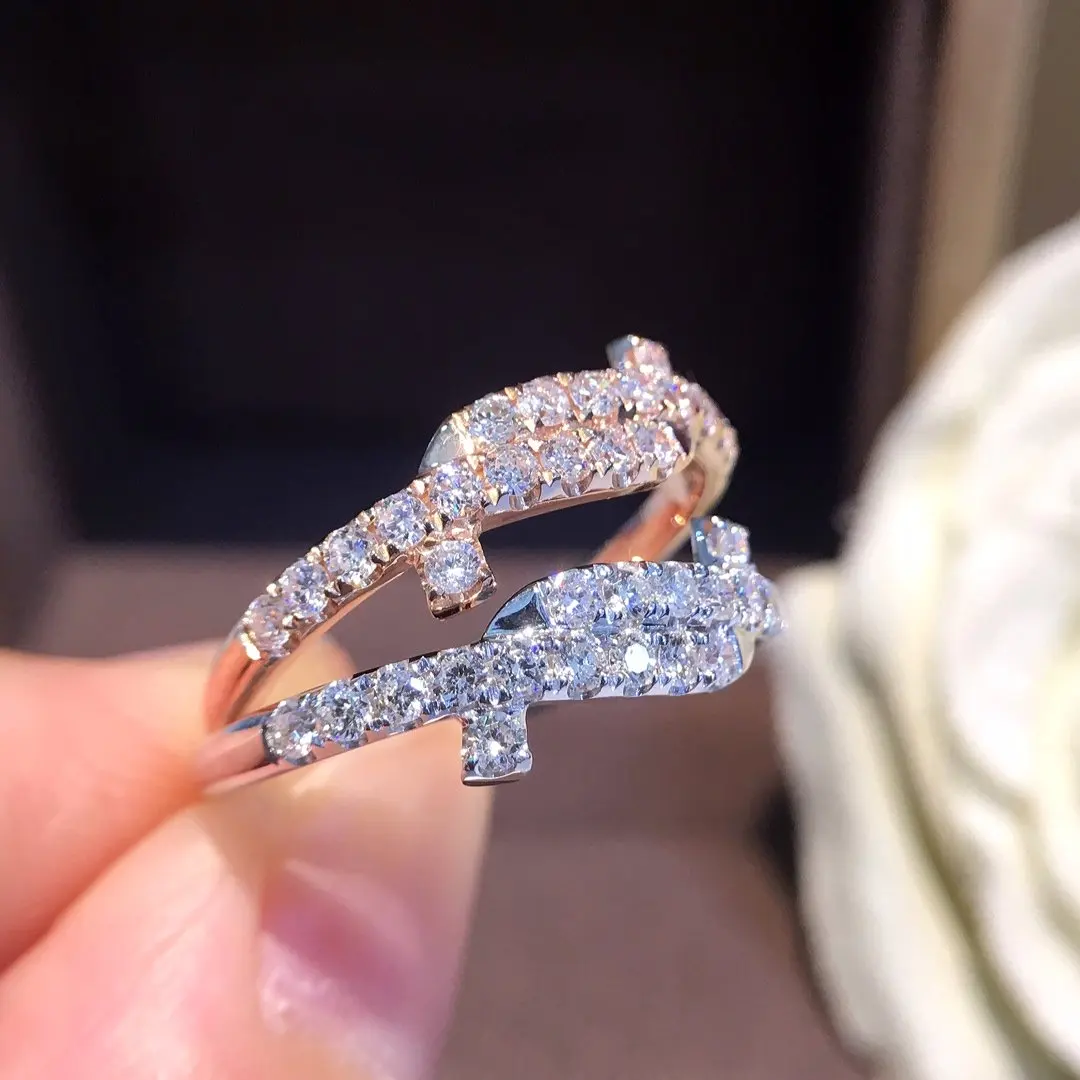 Кольцо с натуральным бриллиантом 18K золото чистое красивое кольцо драгоценными