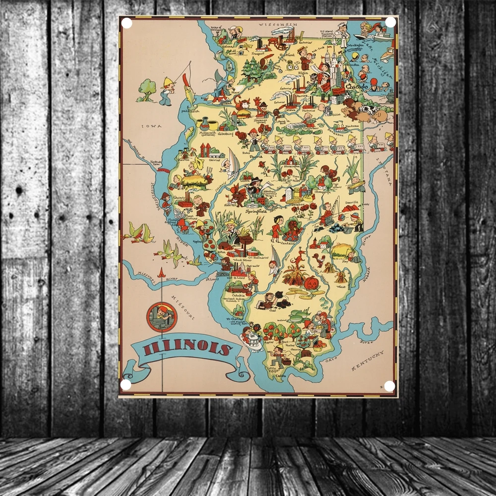 Гобеленовый плакат в стиле ретро карта Соединенных Штатов настенная ткань с