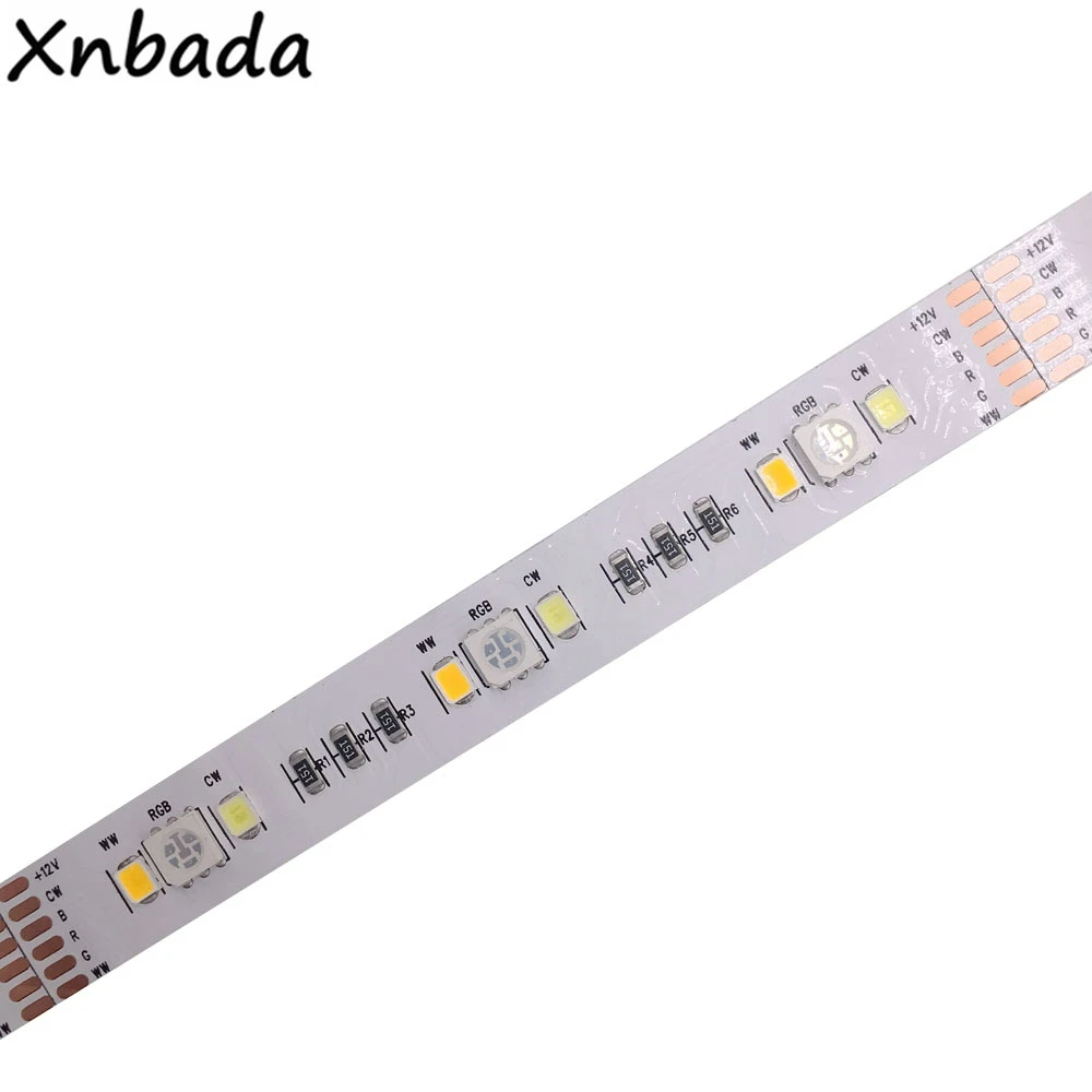 5 м в 1 Светодиодная лента RGB CCT SMD 5050 + 2835 холодный белый теплый ленсветильник 12 В