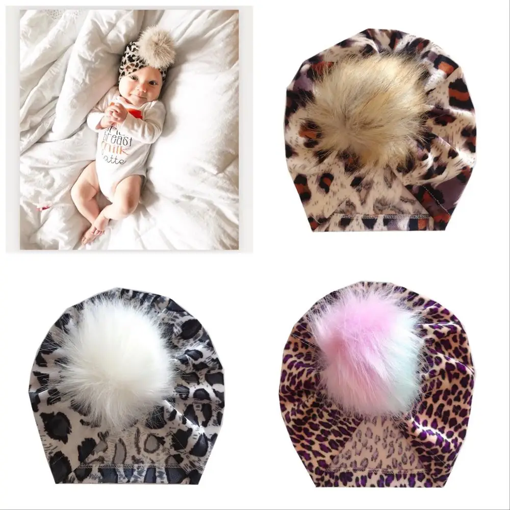 

2020 Autumn winter Baby pompom fur turban Hat Infant Head Wrap Beanie Hat kids velvet Warm Beanies