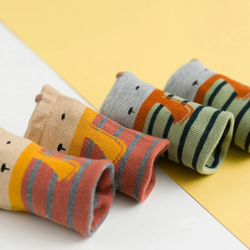 3 пары/уп. милые Мультяшные детские высокие длинные полосатые мягкие чулки выше