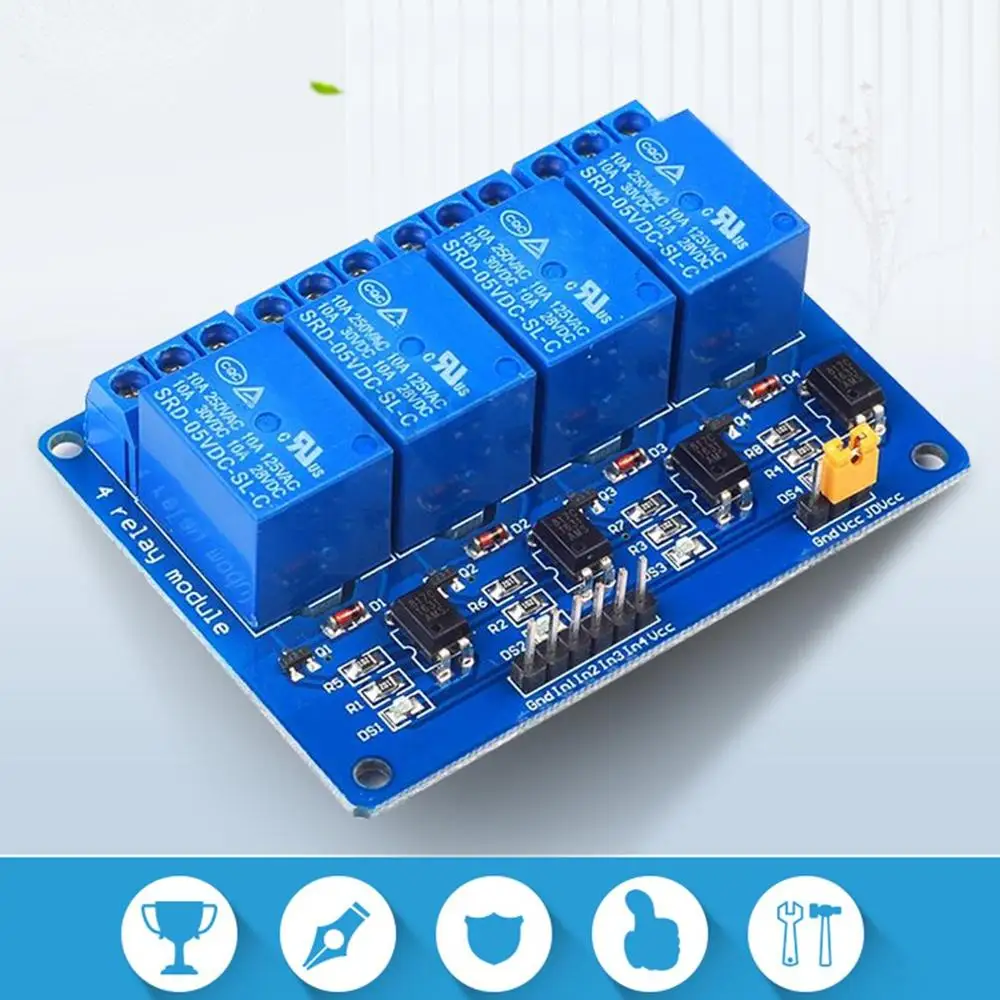 4 канала 5V релейный модуль для Arduino Raspberry Pi Arm Avr Cn полосная 5В реле расширения