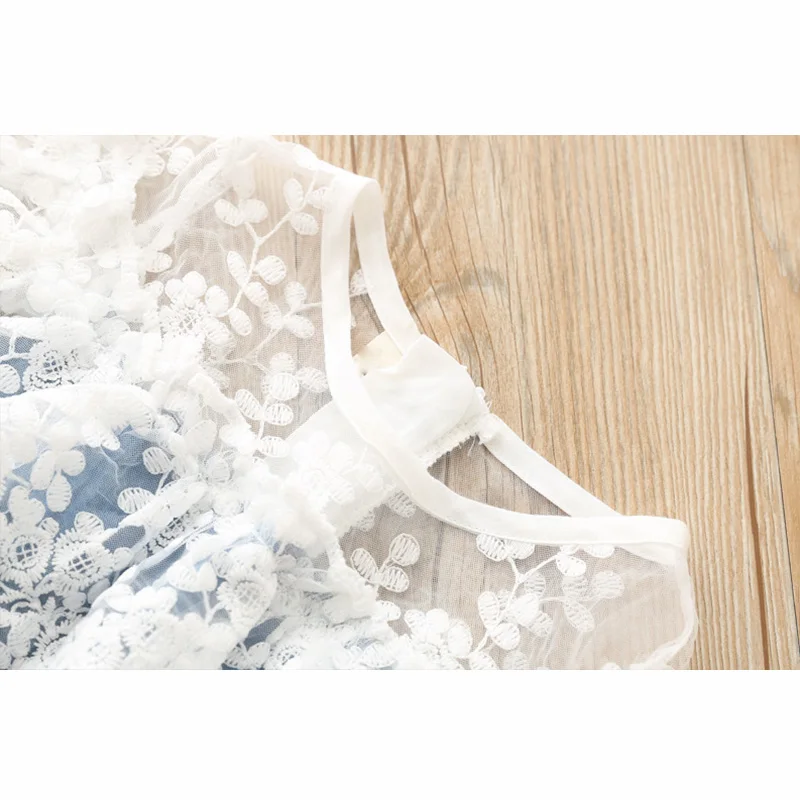 2019 Summer Girls Lace Denim Dresses Baby Girl Birthday Party Princess Jeans Dress For 2 3 4 5 6 7 yrs Kids Children's Clothing | Детская