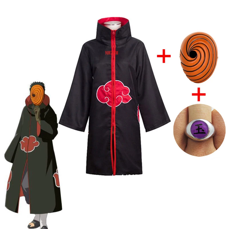 Костюм для косплея Hatake Kakashi Tobi Obito плащ с длинным рукавом Акацуки карнавальный