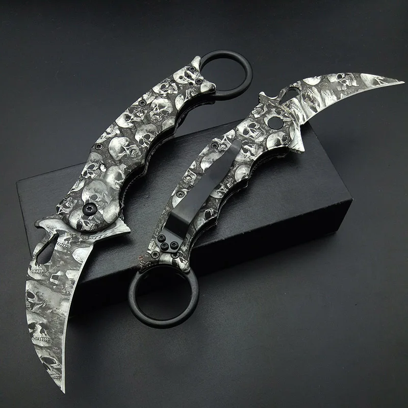Черепов покрытие Karambits Тактический Ножи 440 нержавеющая клинок в форме клешни
