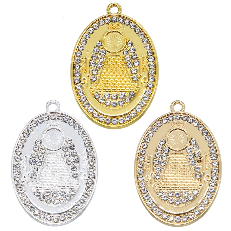 3 Piece Egyptian Pyramid Pendant Men's Punk Style Rope Chain Necklace Oval Inlaid with Rhinestones Evil Eye Bright Jewelry Whole |