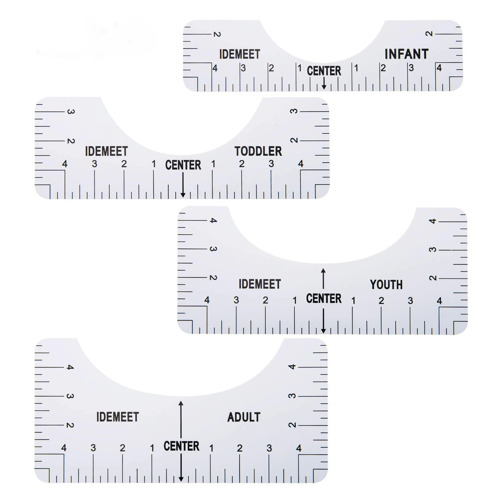 V-neck 8-in-1 T-shirt Alignment Ruler Tool PVC Round Neck Drawing Guide Ruler White Template Pattern DIY Sewing Measuring Tool