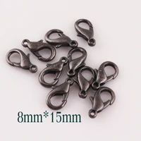 50 pcs gunmetal lobster clasps mini wholesale push hook for jewelry necklaces parrot clasp hook 8mm15mm