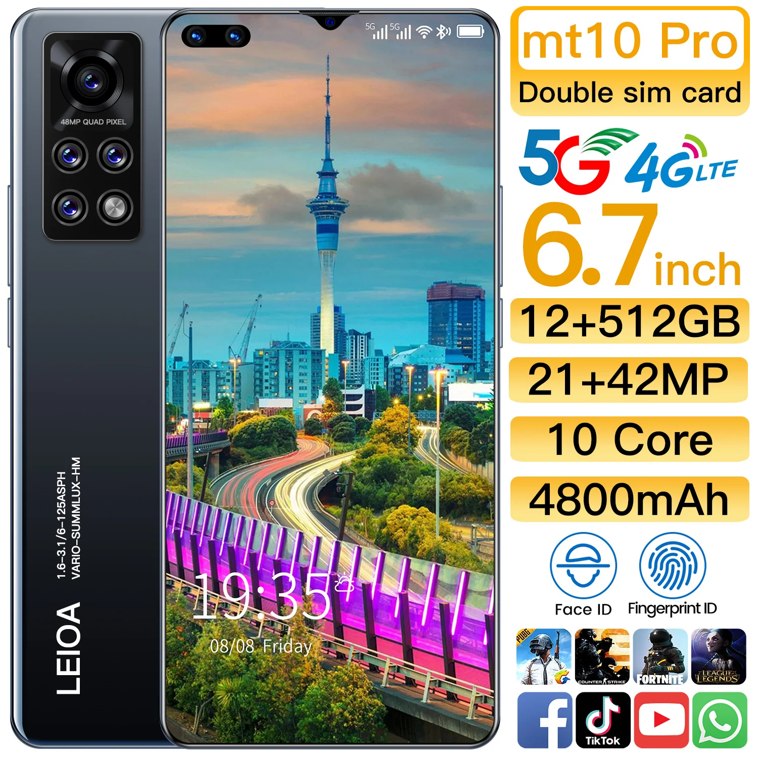 

Global Version MT10 Pro cellphone Android 10.0 12GB+512GB Dual Sim Unlocked Mobile Phone MTK 6889 Deca Core 6.7 Inch HD screen