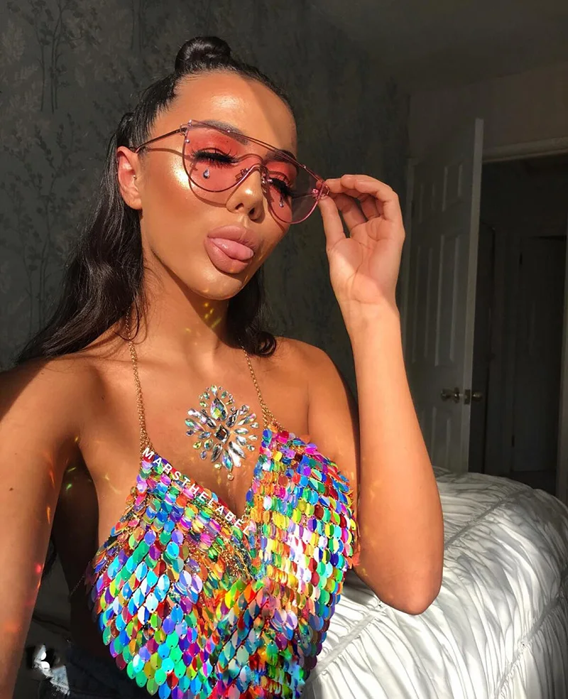 Платье с открытыми плечами сексуальное блестящее бикини бюстгальтер ювелирное