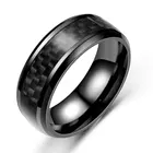 Мужские кольца из нержавеющей стали с черным углеродным волокном, модные красные синие кольца, мужские ювелирные изделия