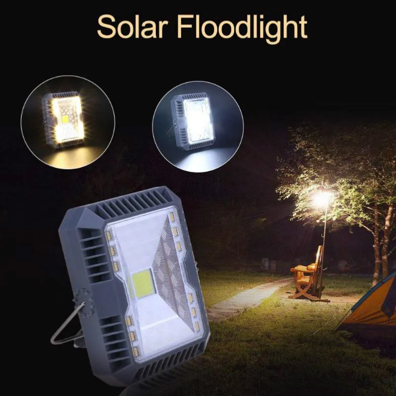 

Waterproof Solar Floodlight Spotlight 3 Modes USB Rechargeable COB Working Lamp Outdoor Camping Emergency Handheld Lamp