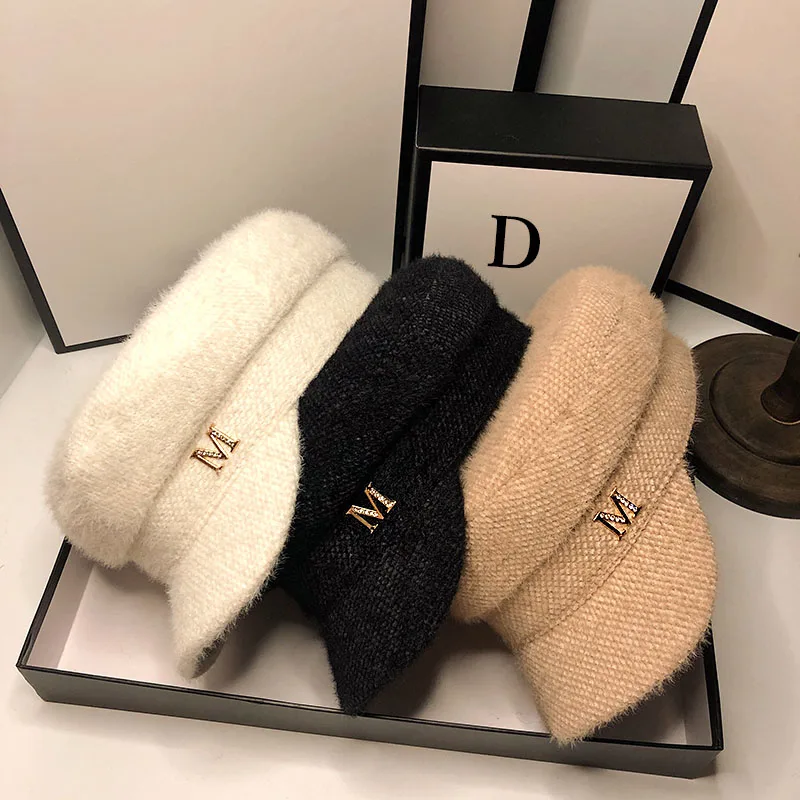 HT105 Autumn Winter Hats for Women Solid Plain Octagonal Newsboy Cap Ladies Casual Wool Hat Winter Beret Women Painter Cap