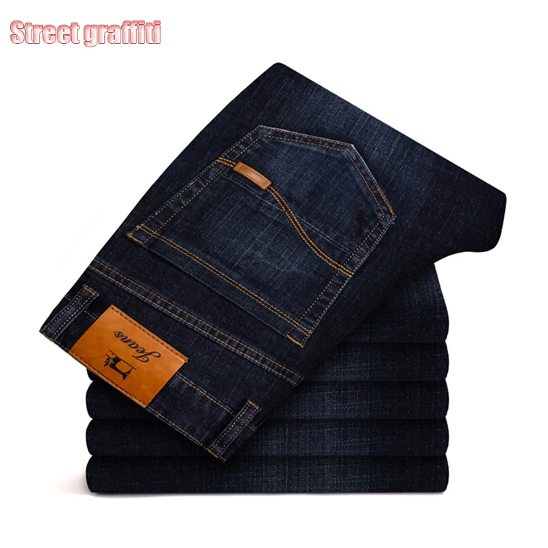 Мужские джинсы с высокой талией на флисе классические в стиле ретро повседневные