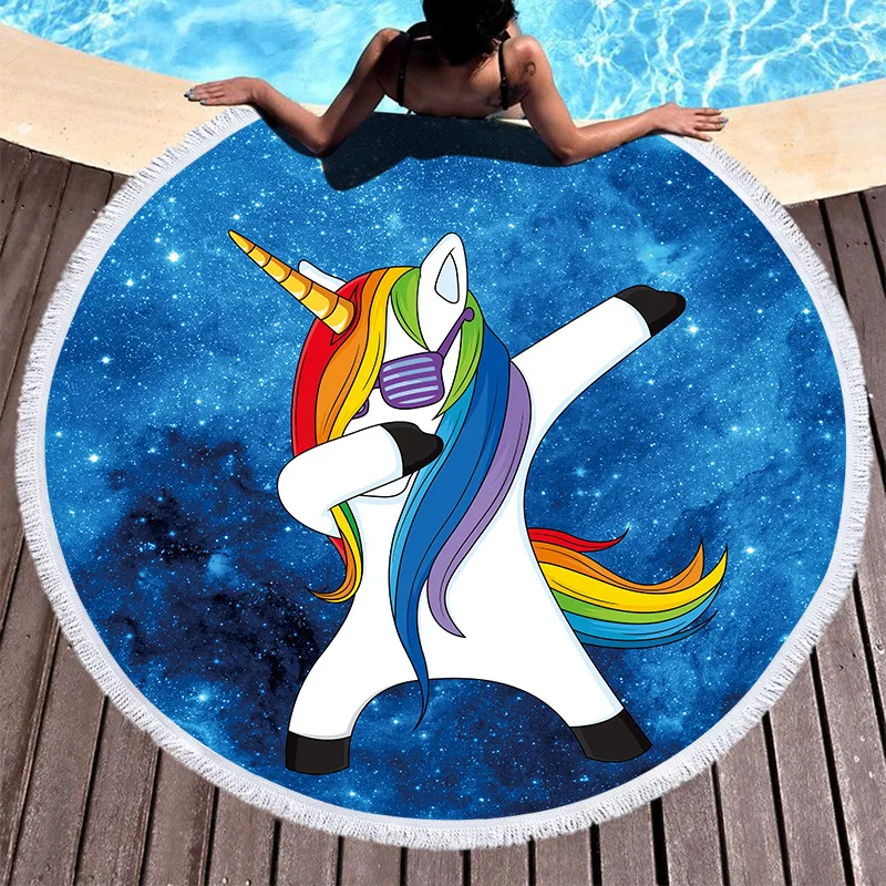 Unicorn Print Pattern Beach Gym Swimming Water Absorbent Quick-drying Bath Towel